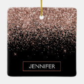 Roos Gold - Blush Pink Black Glitter Sparkle Name Keramisch Ornament (Achterkant)