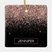 Roos Gold - Blush Pink Black Glitter Sparkle Name Keramisch Ornament (Voorkant)