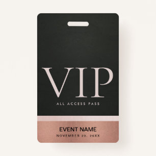 ROOS GOLD BLUSH PINK BLACK VIP EVENT ACCESS PASS BADGE