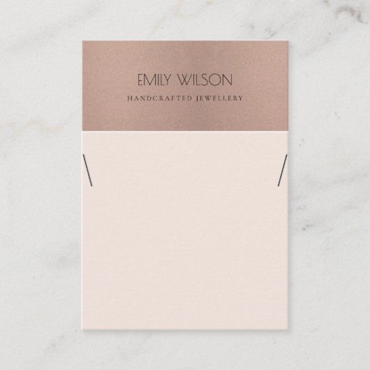 ROOS GOLD BLUSH PINK COPPER KETTING DISPLAY VISITEKAARTJE (Voorkant)