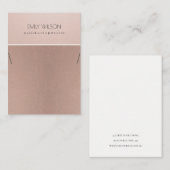 ROOS GOLD BLUSH PINK COPPER KETTING DISPLAY VISITEKAARTJE (Voorkant / Achterkant)