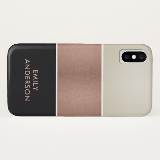 ROOS GOLD BLUSH PINK COPPER SILVER BLACK STRIPS Case-Mate iPhone CASE (Achterkant (horizontaal))