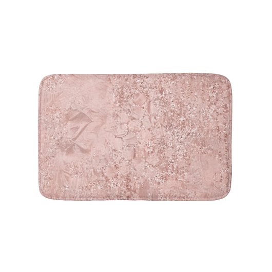 Roos Gold Blush Pink Crystal Glass Luxe Roze Badmat (Voorkant)