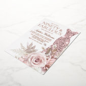 Roos Gold, Blush Pink Dress 90th Birthday Party Folie Uitnodiging (Gedraaid)