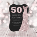 Roos Gold Blush Pink Dress Black 50th Birthday Kaart<br><div class="desc">Roos Gold Blush Pink Dress Black 50th Birthday Womans Party Invitation Variations to the uitnodiging and matching Items in our store</div>