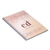 Roos Gold Blush Pink Druppels Monogram Modern Notitieboek (Rechterzijde)