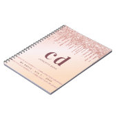 Roos Gold Blush Pink Druppels Monogram Modern Notitieboek (Linkerzijde)