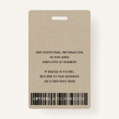 ROOS GOLD BLUSH PINK EMPLOYEE FOTO BAR CODE NAAM  BADGE (Achterkant)
