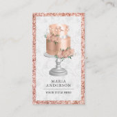 Roos Gold Blush Pink Floral Custom Cake Bakery Visitekaartje (Voorkant)