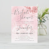 Roos Gold Blush Pink Floral Glitter Vrijgezellenfe Kaart (Staand voorkant)