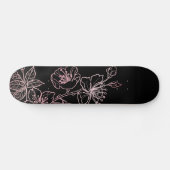 Roos Gold Blush Pink Floral Line Art Persoonlijk Skateboard (Horizontaal)