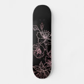 Roos Gold Blush Pink Floral Line Art Persoonlijk Skateboard (Voorkant)