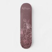 Roos Gold Blush Pink Floral Monogram Persoonlijk Skateboard (Voorkant)