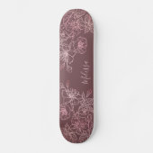Roos Gold Blush Pink Floral Monogram Skateboard (Voorkant)