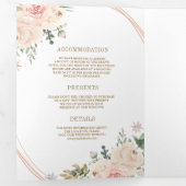 Roos Gold Blush Pink Floral QR Code Weddenschap Drieluik Uitnodiging (Binnenzijde eerst)