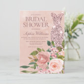 Roos Gold & Blush Pink Floral Vrijgezellenfeest Kaart (Staand voorkant)