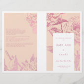 Roos Gold Blush Pink Floral Wedding Programme (Voorkant)