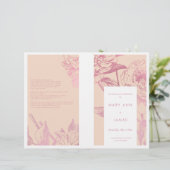Roos Gold Blush Pink Floral Wedding Programme (Staand voorkant)