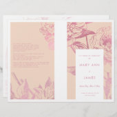 Roos Gold Blush Pink Floral Wedding Programme (Voorkant / Achterkant)