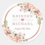 Roos Gold Blush Pink Floral Wedding Ronde Sticker (Voorkant)