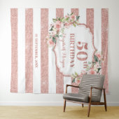 Roos Gold Blush Pink Florial 50e verjaardag achter Wandkleed (In Situ (horizontaal))