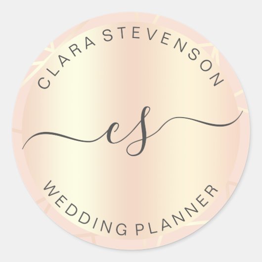 Roos Gold & Blush Pink geometrische weddingplanner Ronde Sticker (Voorkant)