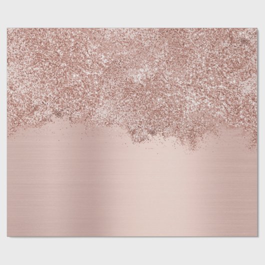 Roos Gold Blush Pink Girly Glitter Dust Cadeaupapier (Vlak)