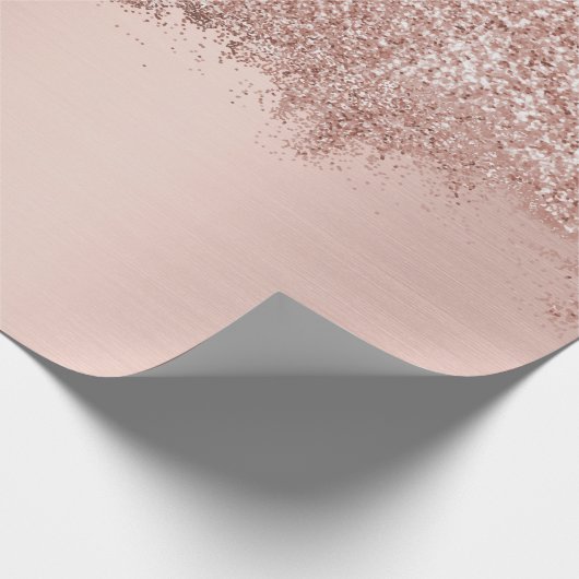 Roos Gold Blush Pink Girly Glitter Dust Cadeaupapier (Hoek)