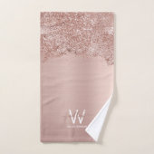 Roos Gold Blush Pink Girly Glitter Dust Monogram Bad Handdoek (Handdoek)
