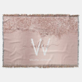 Roos Gold Blush Pink Girly Glitter Dust Monogram Deken (Voorkant)