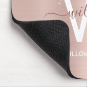 Roos Gold Blush Pink Girly Glitter Dust Monogram Muismat (Hoek)