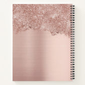 Roos Gold Blush Pink Girly Glitter Dust Monogram Notitieboek (Achterkant)