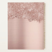 Roos Gold Blush Pink Girly Glitter Dust Monogram Planner (Achterkant)