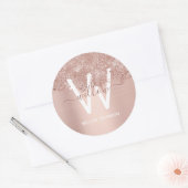 Roos Gold Blush Pink Girly Glitter Dust Monogram Ronde Sticker (Envelop)