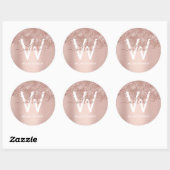 Roos Gold Blush Pink Girly Glitter Dust Monogram Ronde Sticker (Vel)