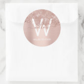 Roos Gold Blush Pink Girly Glitter Dust Monogram Ronde Sticker (Tas)