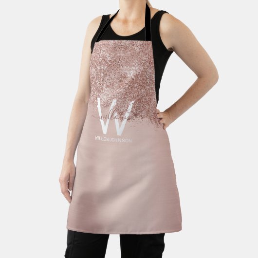 Roos Gold Blush Pink Girly Glitter Dust Monogram Schort (Insitu)