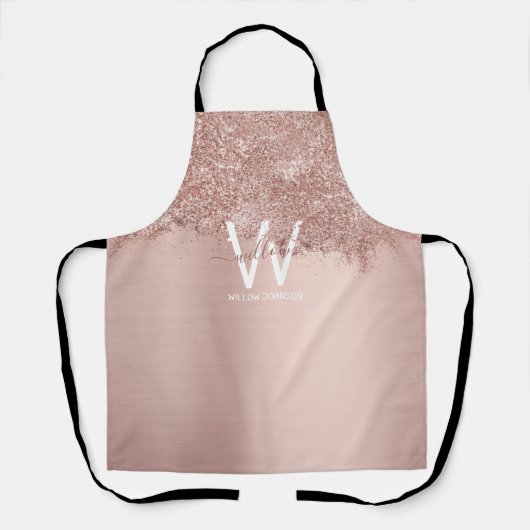 Roos Gold Blush Pink Girly Glitter Dust Monogram Schort (Voorkant)