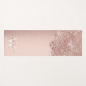 Roos Gold Blush Pink Girly Glitter Dust Monogram Yogamat (Voorkant (horizontaal))