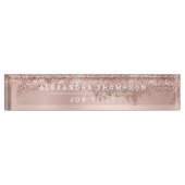 Roos Gold Blush Pink Girly Glitter Dust Naambordje (Voorkant)