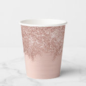 Roos Gold Blush Pink Girly Glitter Dust Papieren Bekers (Achterkant)
