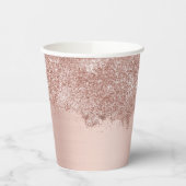 Roos Gold Blush Pink Girly Glitter Dust Papieren Bekers (Links)