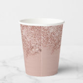 Roos Gold Blush Pink Girly Glitter Dust Papieren Bekers (Rechts)