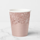 Roos Gold Blush Pink Girly Glitter Dust Papieren Bekers (Voorkant)