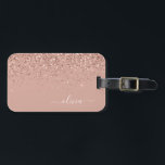 Roos Gold Blush Pink Girly Glitter Monogram Bagagelabel<br><div class="desc">Roos Gold - Blush Pink Sparkle Glitter Monogram Name Luggage Bag Label. Dit maakt de perfecte liefste 16 verjaardag,  bruiloft,  vrijgezellenfeest,  baby shower of vrijgezellenfeest cadeau voor iemand die haar kamer in stijl versiert.</div>