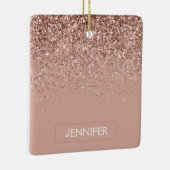 Roos Gold - Blush Pink Glam Glitter Sparkle Naam Keramisch Ornament (Rechts)