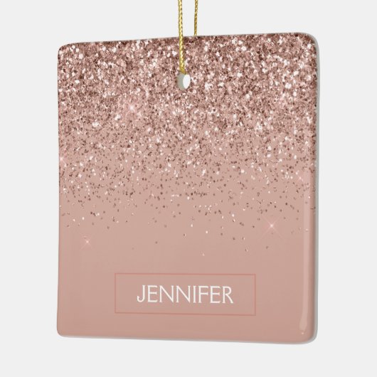 Roos Gold - Blush Pink Glam Glitter Sparkle Naam Keramisch Ornament (Links)