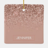 Roos Gold - Blush Pink Glam Glitter Sparkle Naam Keramisch Ornament (Achterkant)