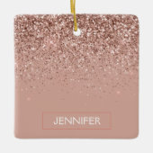 Roos Gold - Blush Pink Glam Glitter Sparkle Naam Keramisch Ornament (Voorkant)