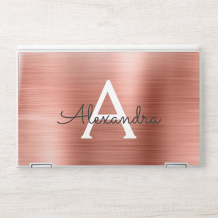 Roos Gold - Blush Pink Glam Metallic Monogram HP Laptopsticker